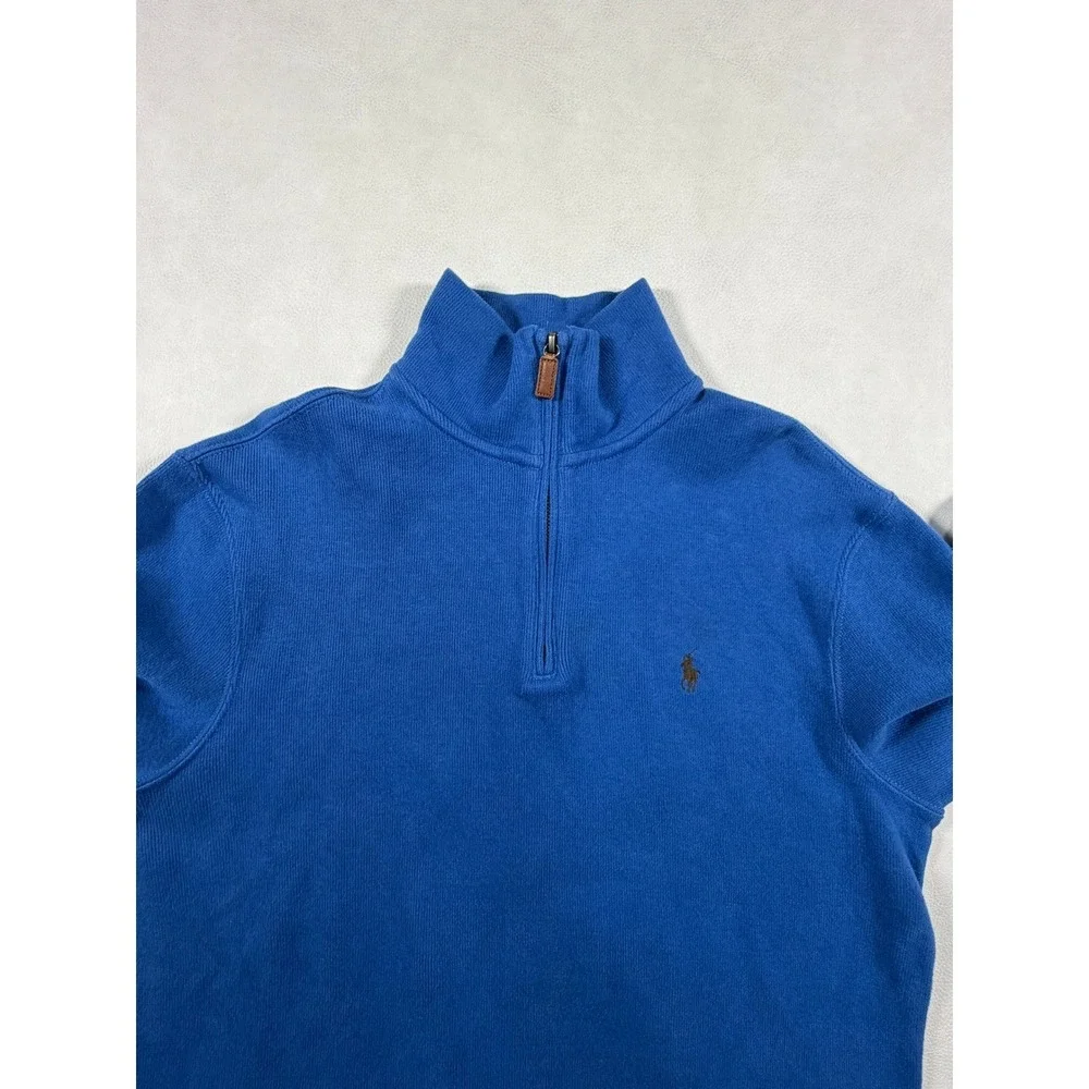 Polo Ralph Lauren Mens‎ Quarter Zip Pullover Royal Blue Knit Sweater Size M
